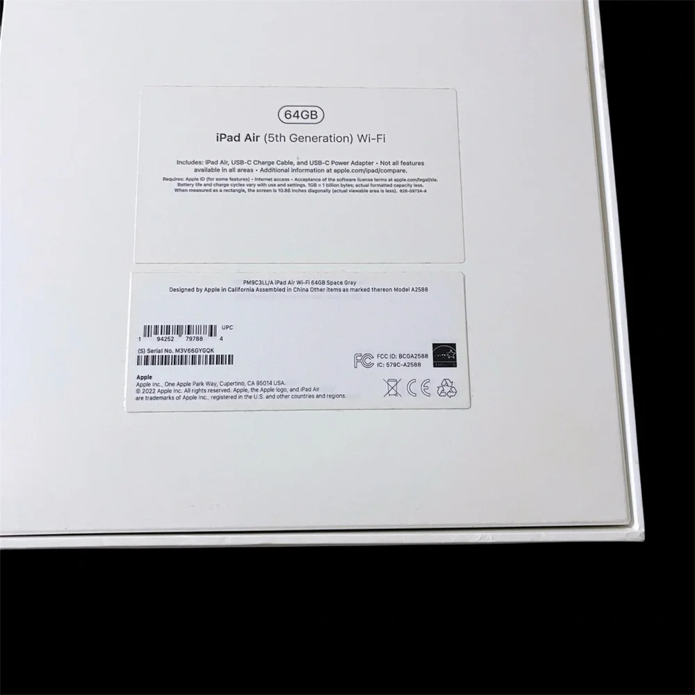 EMPTY Apple iPad Air (5th Generation) Wi-Fi 64GB Space Gray Box